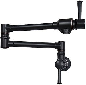 JZBRAIN Pot Filler Faucet Stainless Steel Wall Mount Kitchen Faucet Commercial Faucet Oil Rubbed Bronze Folding Stretchable Double Joint 2 Handles Kitchen Sink Faucet (ORB)