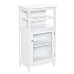 HOMCOM Wine Cabinet with 4 Bottle Wine Rack, Open Shelf, Acrylic Door Cabinet with Adjustable Shelf for Home Bar, White