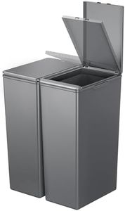 EKO Morandi Twin Pack (2 x 40L) Kitchen Bin with Touch-Top Lids, Plastic Double Bins with Recycling Stickers and Easy-Clean Finish, for Home or Office, Dark Grey