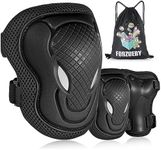 Forzueby Youth/Kids Protective Gear Sets Adjustable Knee Pads and Elbow Pads Wrist Guards for Kids Skateboard Roller Skates Scooter Inline Skating Cycling BMX. (Black, S)