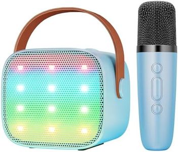 BONAOK Karaoke Machine Toy for Adults, Kids & Parties - Portable Bluetooth Speaker with Light, Rechargeable Wireless Music Player (Blue)