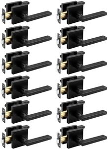 Goldenwarm Matte Black Door Handles Interior, Zinc Alloy Heavy Duty Privacy Door Levers for Bedroom, Contemporary Bathroom Interior Door Handles Bulk (12 Pack)