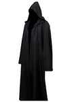 LHJ Men Tunic Hooded Robe Halloween Costume Knight Cloak Black, Medium