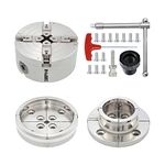 DEEFIINE 4 Inch Wood Lathe Chuck Set 1" x 8 tpi Thread & 3/4" x16TPI Adapter, Nickel Plated Self Centering 4 Jaw Wood Turning Chuck Set (2PCS Jaws)