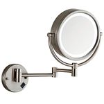 Gecious Makeup Mirror Wall Mount Lighted with 10X Magnification, Direct Wire,8Inch Cordless Not Batteries Operated, Hardwire Brushed Nickel