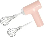 CHIDOYII Cordless Hand Mixer, One Touch Off Handheld Electric Whisk with 3 Speed Modes, Hand Held Egg Beater with 2 Detachable Stir Whisks (Pink)