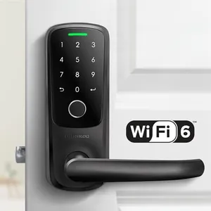 ULTRALOQ Latch 5 World's First Built-in WiFi Smart Lock with Fingerprint, 5-in-1 Keyless Entry Door Lock with Touch Digital Keypad, App Control, Black