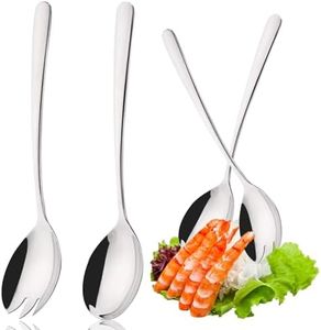 TuseRxln Set of 4 Salad Servers Stainless Steel Salad Spoons Salad Forks and Beautiful Salad Servers Set Stainless Steel Salad Fork Serving Spoon 19.5 cm x 4.6 cm