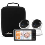 Levana Ella Video Baby Monitor No WiFi, 2 720P HD PTZ Cameras & 5” 720P HD Monitor, 22 Hours Battery Life, Up to 1000ft. Range, Premium Carrying Case, Two Way Talk, Night Vision, Multiple Cam Mode