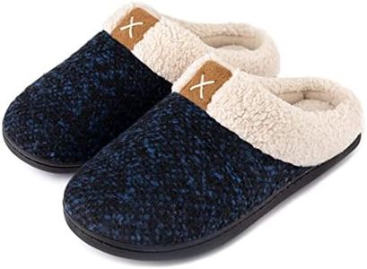 ULTRAIDEAS Zapatillas Casa Mujer de Espuma Viscoelástica con Forro de Felpa, con Suela de Goma Antideslizante para Interiores y Exteriores, Azul, 36/37 EU