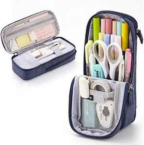 iSuperb Standing Pencil Case 4 Compartments Pencil Pouch Large Capacity Pen Bag Phone Holder Mobile Phone Bracket Pouch for Women