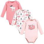 Hudson Baby Unisex Cotton Long-Sleeve Bodysuits, Orest Girl, 9-12 Months, (Pack of 3)