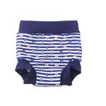 BabyPreg Baby Kids Swim Nappies Cover Diaper Pants High-Waisted Belly Protection Swimming Shorts (Navy Stripe, 2-3 Years)