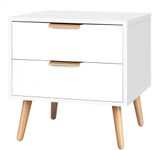 ALFORDSON Bedside Table 2-Drawer Nightstand Cabinet 40 x 48 x 51cm Scandinavian Design Organiser Wooden Storage Side Chest Table for Hallway, Bedroom and Living Room (Neil White)