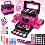 Mrabbitoo Kids Makeup Kit for Girl - Kids Toys Washable Real Girls Make Up Set Princess Little Girl Makeup, Children Pretend Play Makeup Set Toys for Girls Age 3-12 Christmas Birthday Gifts (Rose)