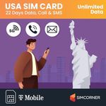 USA Travel SIM Card (4G Data,22 Day