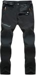 TACVASEN Waterproof Trousers Men Quick Dry Stretch Work Trouser Breathable Pants for Hiking Travel with Zip Pockets Black,34