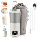 Dual-Voltage Portable Travel Electric Kettle, 600 ML Large-Capacity Electric Cup, 6 Temperature Settings + LCD Display, 316 Stainless Steel Material, Automatic Power-Off + Dry Burn Protection (Grey)
