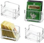 IGNPION Set of 4 Clear Sugar Packet Holder, Acrylic Tea Bag Tabletop Organizer Caddy, Sweetener & Condiments Packet Bowl Small Storage Basket Container for Cafe, Restaurant, Bar, Hotel(8 * 5 * 5cm)