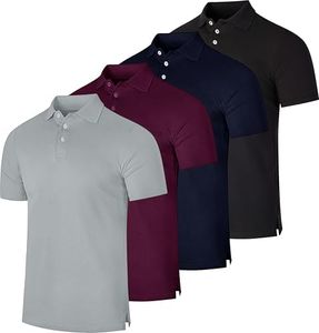 4 Pack: Big and Tall Men’s Cotton Pique Quick Dry Fit Polo Shirt Short Sleeve Golf Tennis Work Casual Collared Clothing Active Athletic Performance Tech Sports Clothes Plus Casual Top - Set 3, 3XLT