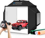 OBEST Upgrade Professional Light Box, 16" x 16" Photo Box with Lights Portable Folding Photo Studio Light Box Photography with 4 Color PVC Backdrops & 480 LED Lights for Product Photography