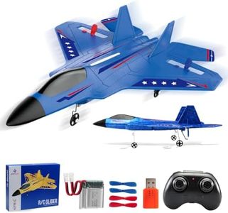 Fremego RC Airplane F22 Fighter Jet for Kids & Adults 2.4GHz Remote Control with Gyro Stabilization, LED Lights, Crash Resistant EPP Foam, Perfect Beginner Gift(Blue)