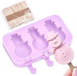 Kitchtic Silicone Popsicle 3in1 Molds with 50 Wooden Sticks - DIY Ice Cream Popsicle Molds - Frozen Ice Popsicle Shapes Maker - Ice Pop, Cakesicle, Purple - 8'' x 6''