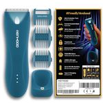 MENHOOD Balls and Body Grooming Trimmer 1.0 Pro for Men, IPX7 Waterproof, Wireless Charging with Type C Support & 150 Min Runtime, 4000K LED Light, Ceramic Blades for Below the Belt Grooming (Blue)