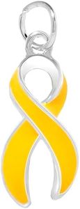 25 Pack Large Gold Ribbon Awareness Charms – Bulk Gold Ribbon - Shaped Charms for Childhood Cancer & Jewelry Making