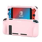 Teyomi Silicone Protective Case Compatible with Nintendo Switch Grip Cover with 2 Storage Slots for Game Cards, Shock-Absorption, Anti-Scratch & Cassette Slot Design(Pink)