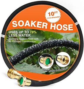 Soaker Hose 10 FT for Garden 1/2" Diameter Irrigation Hose Save 70% of Water Solid Brass Interface Eminently Suitable for Lawn and Garden Beds Cover