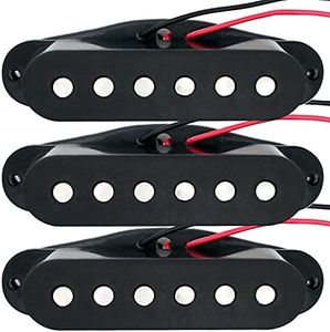 Electric Guitar Single Coil Pickups Set Vintage Voice SSS Replacement for Neck/Middle/Bridge Pickups Squier Stratocaster ST Style Guitar, Black