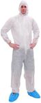 Raygard Light Duty Disposable Coveralls with Hood Polypropylene PP Suit Elastic Cuffs Front Zipper Closure for Spray Painting Surgical Cleaning Work(2X-Large,White)