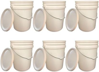 5 Gallon Bucket 6 Pcs with Lid - Commercial Grade, Food Safe, BPA Free Pail 6 PCS Pack with lid (White, 6 with lid) Great for All Purpose Usage.