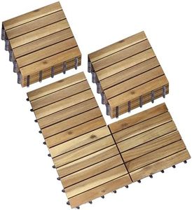 27 PCS Wood Deck Tiles, 12 Inch Patio Decor Waterproof Flooring for Outdoor Indoor, Composite Interlocking Balcony Tiles as Patio Pavers, Garden Floor Covering, Pool Deck Kits (6 Slats 27 Pcs)