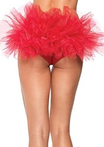 Leg Avenue Women's Tanga Panty with Tulle Ruffle Back, Red, Medium-Large