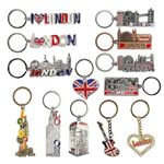 SAJAK London Souvenir Keyrings - Set of 12 Metal Keychains Featuring London Skyline: Big Ben, Red Bus, Telephone Box - British Collectable Keychain Gifts UK Tourist Memorabilia Travel Accessories