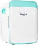 Cooluli 10L Mini Fridge for Bedroom - Car, Office Desk & College Dorm Room - 12V Portable Cooler & Warmer for Food, Drinks, Skincare, Beauty, Makeup & Cosmetics - AC/DC Small Refrigerator (Turquoise)