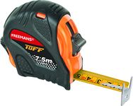 FREEMANS TUFF 7.5m:25mm Steel Inchi Measuring Tape -7.5m with a Non Slip Rubber Covered ABS case || Double Side Printing || Click Action Front Lock and Belt Clip