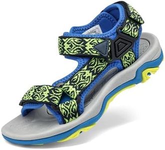 DREAM PAIRS Boys Girls Sandals Kids Adventurous Light-Weight Adjustable Straps Summer Sandals (Toddler/Little Kid/Big Kid),Size 3 Little Kid,Royal/Neon/Green,170892-K