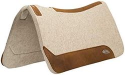 Weaver Equine 27" x 27" Pony Size Wool Blend Felt Horse Saddle Pad, Shock Absorbing Contoured Western Saddle Pad for Protection, Equine Supplies, ‎Tan