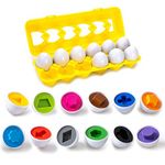 Color & Shapes Matching Egg Toy - Shape Sorting & Color Recognition Learning Toy for Toddlers - Preschool Game - Montessori Education - Easter Eggs