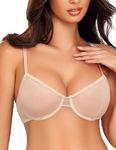 Avidlove Women Sexy Bra Sheer Mesh Unlined Underwire Bra See Throuh Support Everyday Bra Champagne