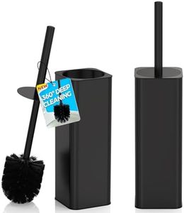 DOWRY Toilet Bowl Brush and Holder for Bathroom Storage Organization Deep Cleaning Covered Brush Cleaner Black Toilet Brush with 2 Brush Holders,Black Square 2PCS