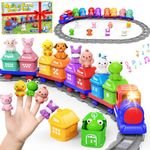 Train Set for Toddlers 2-4, Electric Toy Train with Farm Animals & Music & Lights, Montessori Counting & Sorting Learning Toys for 1 2 3 Year Old Boys Girls, Christmas Easter Birthday Gift (Blue)