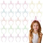 Unicorn Headbands 24Pcs Plastic Unicorn Horn Hair Hoop Headware Accessories Party Supplies Gift for Girls Teens Toddlers Children Birthday Halloween Christmas