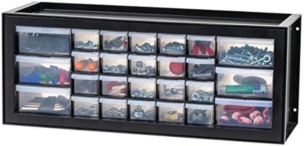 IRIS USA 26 Drawer Plastic Parts Storage Hardware and Craft Cabinet, 21.69-Inch W x 7-Inch D x 8.75-Inch H, Black