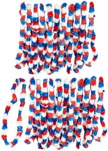 Fun Express 36" Bulk 48 Pieces Patriotic Red, White & Blue Tri-Color Plastic Leis