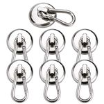 DIYMAG Magnetic Hooks,100LBS Strong Heavy Duty Neodymium Magnet Hooks with Swivel Carabiner Hook,Great for Your Refrigerator and Other Magnetic Surfaces,Pack of 7