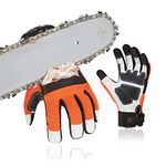 Vgo 1Pair Chainsaw Gloves, 12-Layer Chainsaw Protection on Left Hand Back, Safety leather Work Gloves, Mechanic Gloves (Size L, Orange, GA8912)